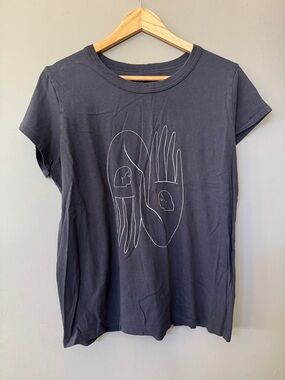 Madewell Black Short-Sleeve Tee with White Line-Art Graphic